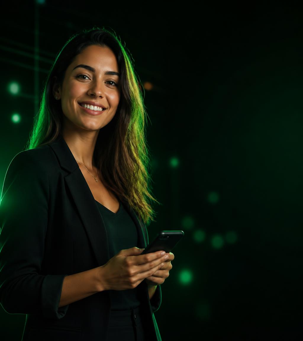Usuária do MeuSaldo acompanhando suas finanças pelo celular